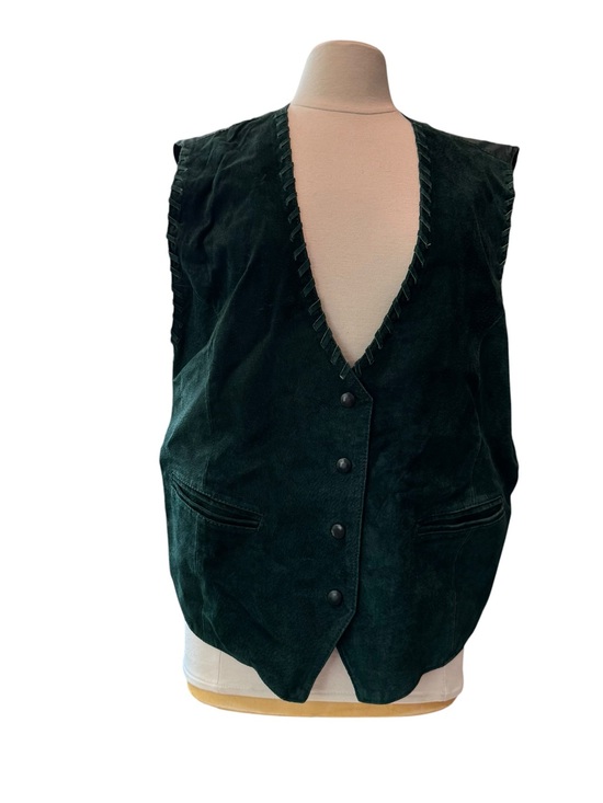 Vintage Tops - VINTAGE VEST SUEDE Leather FRONT WOMEN'S 22W Lauren Brooke Boho Hippie Western